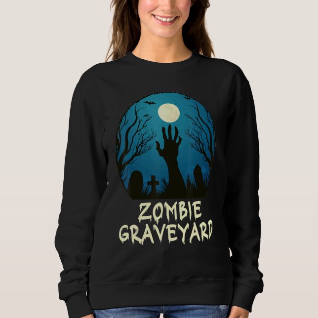 Moletom Zombie Moonlit Graveyard Assusta Crianças do Dia d (Frente)