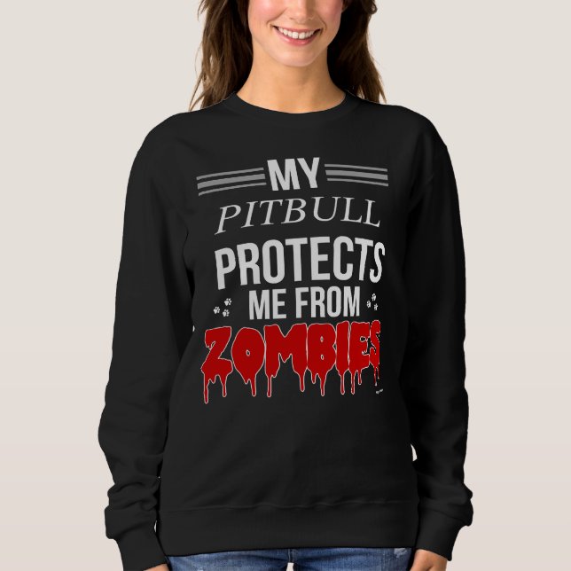 Moletom Zombie Pitbull Para O Proprietário Pitbull (Frente)