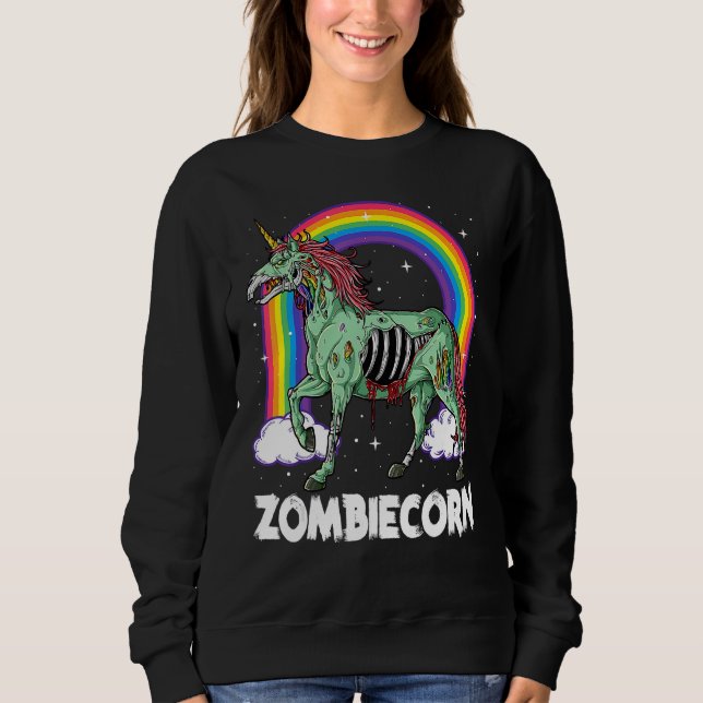 Moletom Zombiecorn Zombie Unicorn Halloween Women Girls Ra (Frente)
