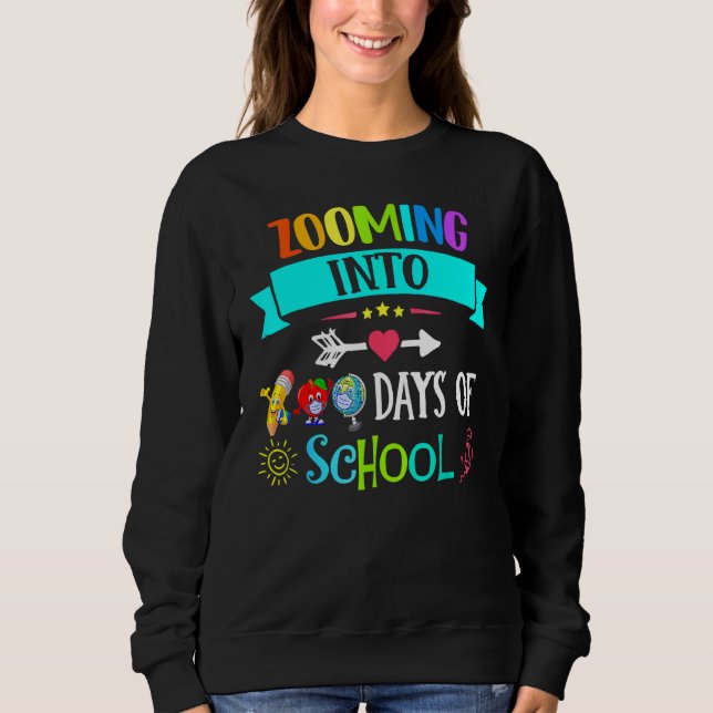 Moletom Zooming Into 100 Days Of School Teacher Kids (Frente)