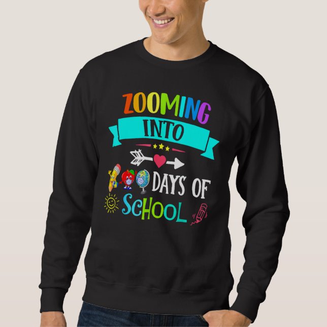 Moletom Zooming Into 100 Days Of School Teacher Kids (Frente)