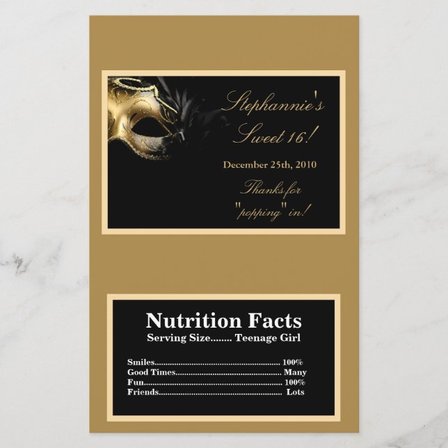 Molhador de Microondas Pipoca Sweet 16 Dourado (Frente)