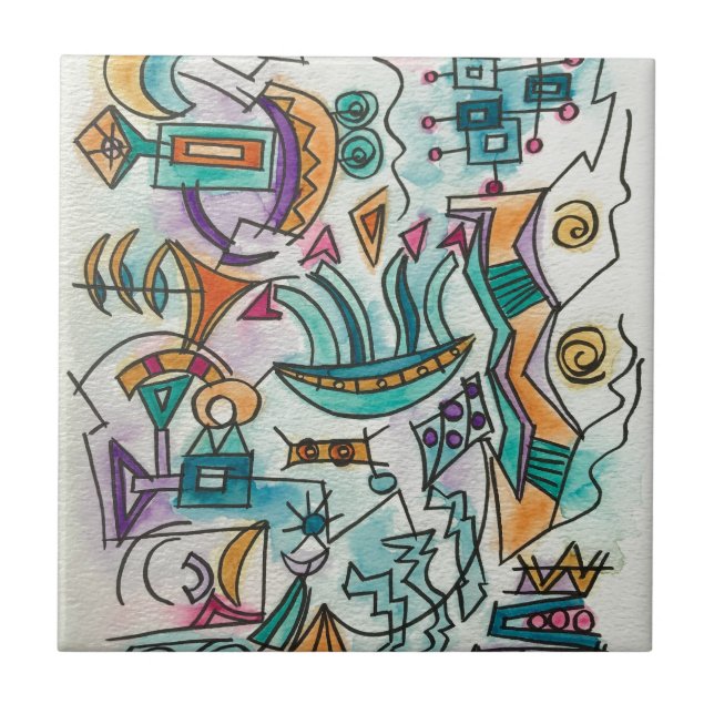 Molho Aterrissagem — Arte Geométrica de Aquarela M (Frente)