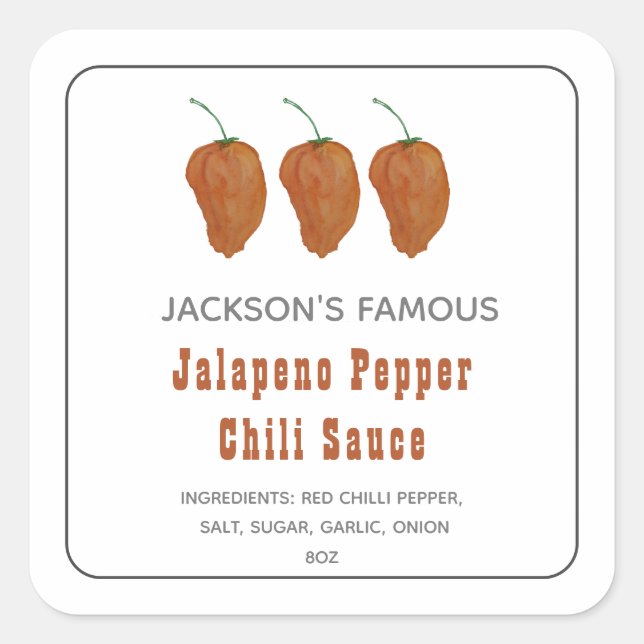 Molho de Pimenta Jalapen Pepper Caseiro  Etiqueta (Frente)