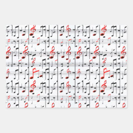 Molho vermelho, branco e preto para folha de músic