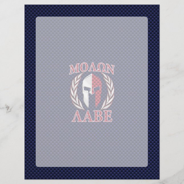 Molon Labe Spartan Warrior Blue Carbon Fibra Impre (Frente)