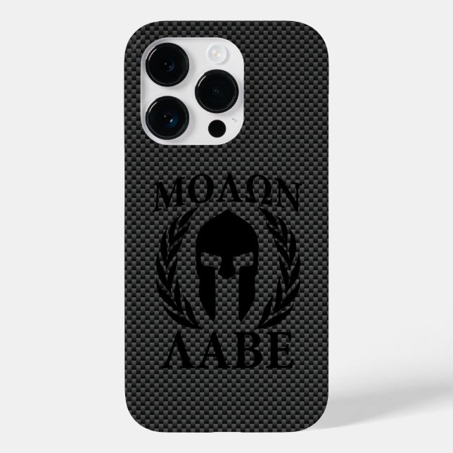 Molon Labe Warrior Laurels sobre Carbono Negro (Verso)