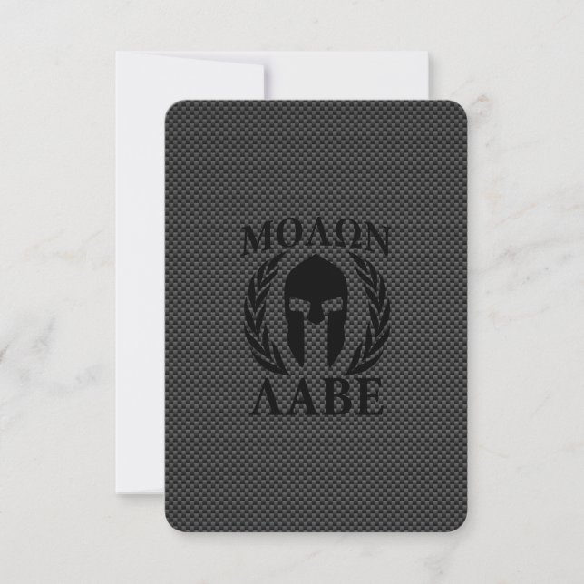 Molon Labe Warrior Laurels sobre Carbono Negro (Frente)