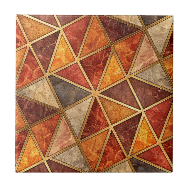 Molten Amber and Crimson Geometric - Marble Mosaic (Frente)