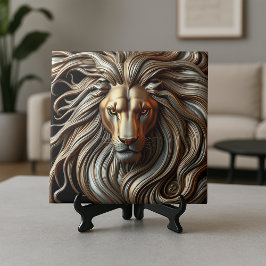 Molten Gold and Silver Metallic Majestic Lion Head
