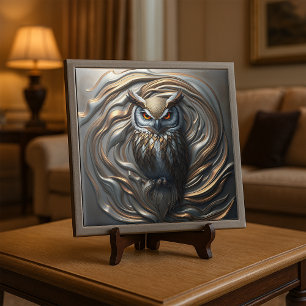 Molten Metallic Dourado e Silver Sculted Owca Art
