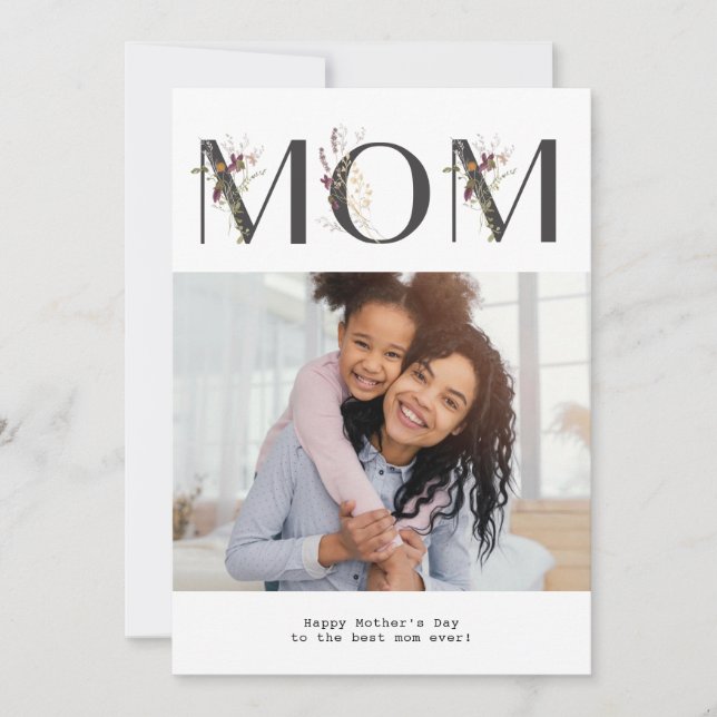 MOM | cartão de dia de as mães feliz moderno (Frente)