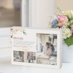 Mom Definition | Floral Three Photo<br><div class="desc">Modern 3 photo collage wooden box sign. Featuring a sweet definition of what a Mom is with room for custom message, names and/or year. She gave birth to you, she fed you, she picked you up from awful middle school dances; make sure to show her how thankful you are! Photo...</div>