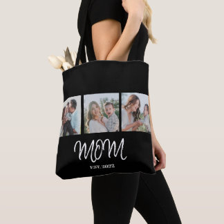 Mom Established, Black Script, Photo Tote Bag