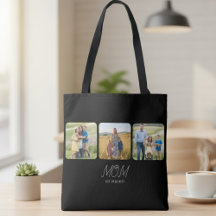 Mom Established Script Black  3 Photo  Tote Bag