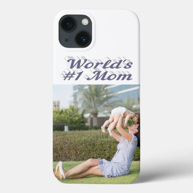 Mom Photo gray text iPhone Case (Verso)