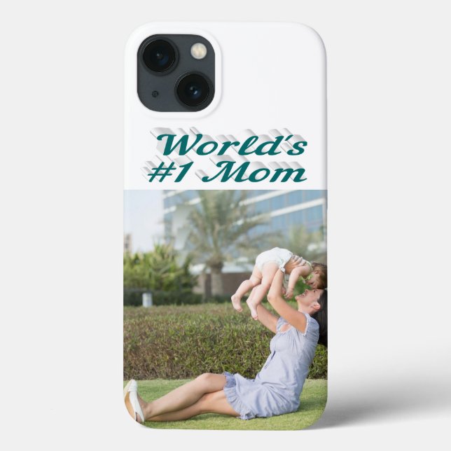 Mom Photo green text iPhone Case (Verso)