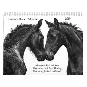 Momentos 2019 do calendário do cavalo do frisão