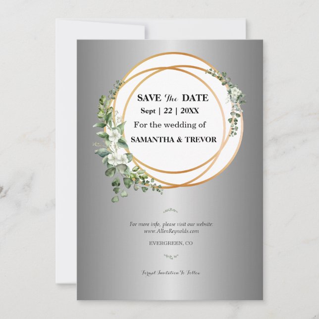 Momentos Dourados: Nosso Convite de Save the Date (Frente)