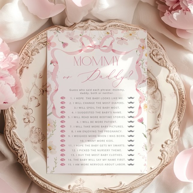  Mommy or Daddy Pink Bow Guess Who Floral game (Criador carregado)