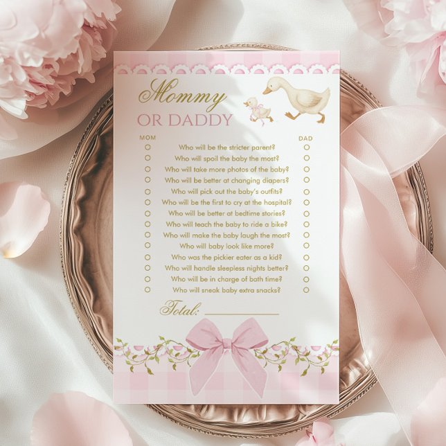 Mommy or Daddy Silly Goose Pink Baby Shower game (Criador carregado)