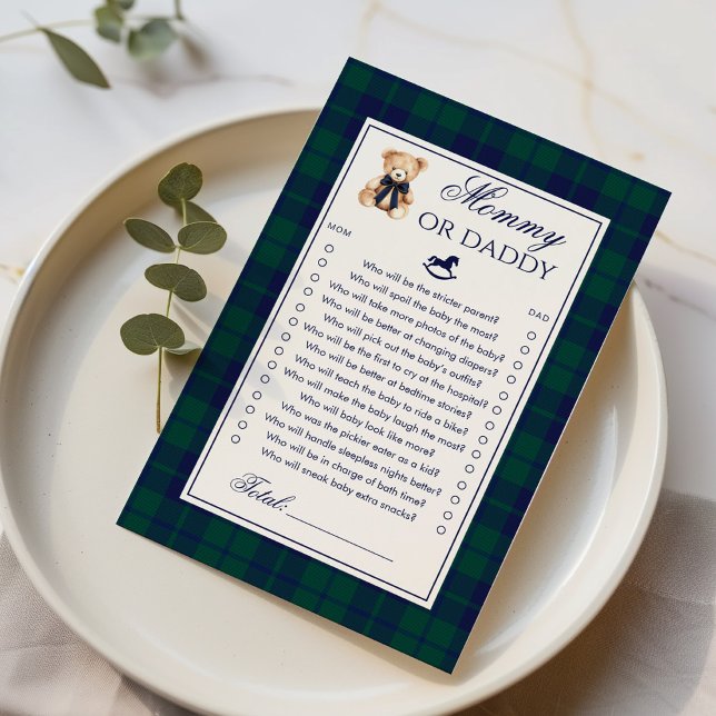 Mommy or Daddy Teddy Bear Navy Plaid game (Criador carregado)