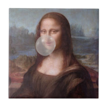 Mona Lisa a soprar o chiclete da cinza