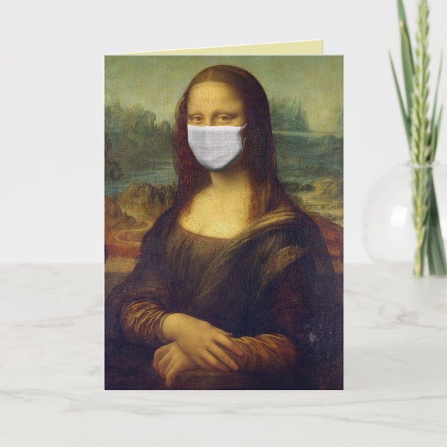 MONA LISA COM CARTÃO DE ANIVERSÁRIO DE MÁSCARA MÉD (Frente)