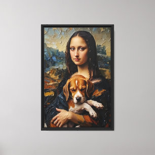 Mona Lisa com Impressão de Arte Canvas Puppy