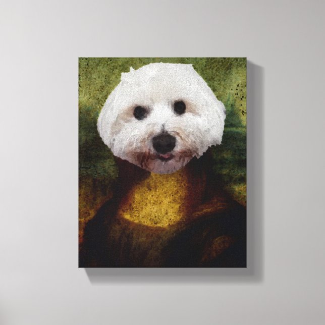 Mona Lisa Maltesa Cachorro Esticado Impressão de T (Frente)
