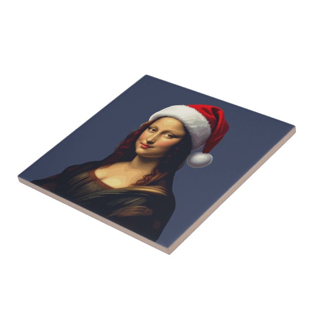Mona Lisa Santa Hat Christmas Holiday Cut Out (Lateral)