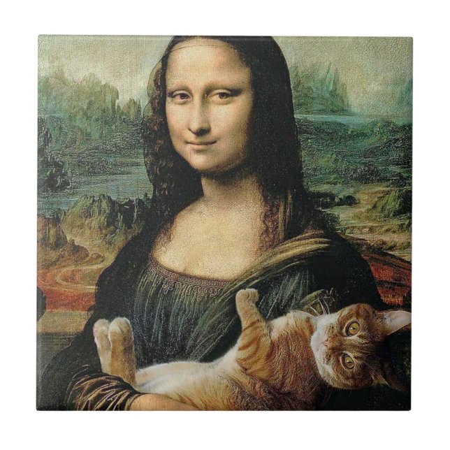 Mona Lisa segurando seu gato Leonardo da Vinci (Frente)