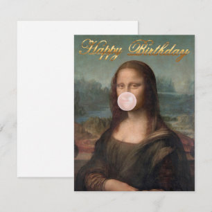 Mona Lisa soprando chiclete rosa
