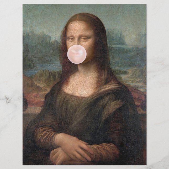 Mona Lisa soprando pastilha elástica rosa (Frente)