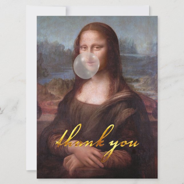 Mona Lisa soprando um chiclete cinza (Frente)