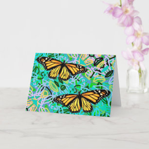 Monarcas de Cartão Saudável/Folhas de Neon Abstrat