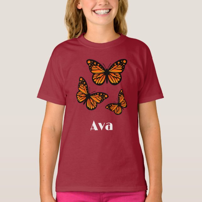 Monarch Butterfly Design - Camiseta Básica Para Me (Frente)
