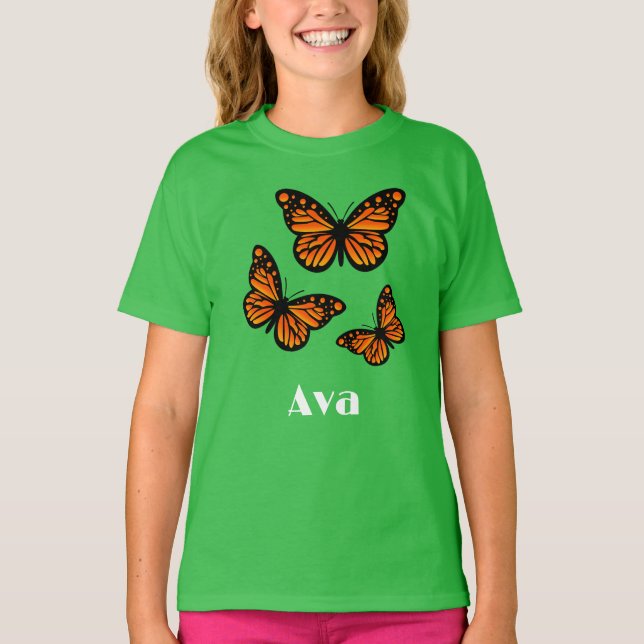 Monarch Butterfly Design - Camiseta Básica Para Me (Frente)