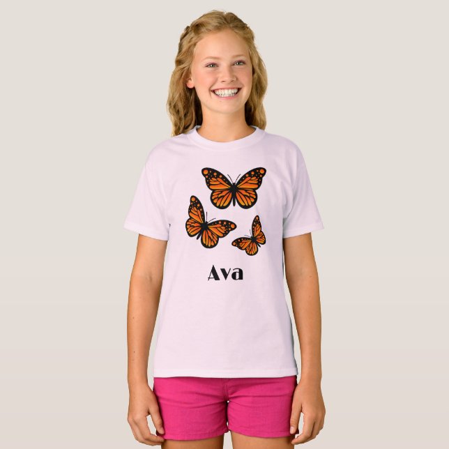 Monarch Butterfly Design - Camiseta Básica Para Me (Frente Completa)