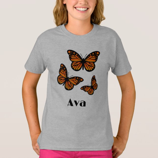 Monarch Butterfly Design - Camiseta Básica Para Me (Frente)
