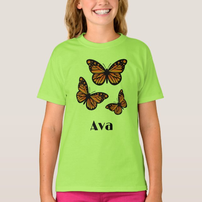 Monarch Butterfly Design - Camiseta Básica Para Me (Frente)