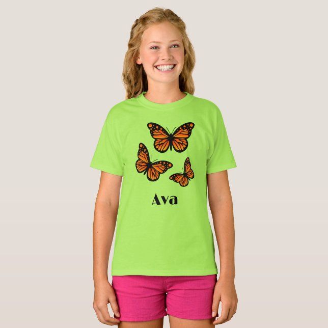 Monarch Butterfly Design - Camiseta Básica Para Me (Frente Completa)