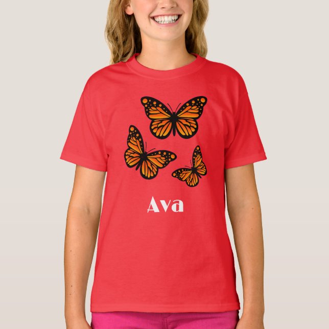 Monarch Butterfly Design - Camiseta Básica Para Me (Frente)