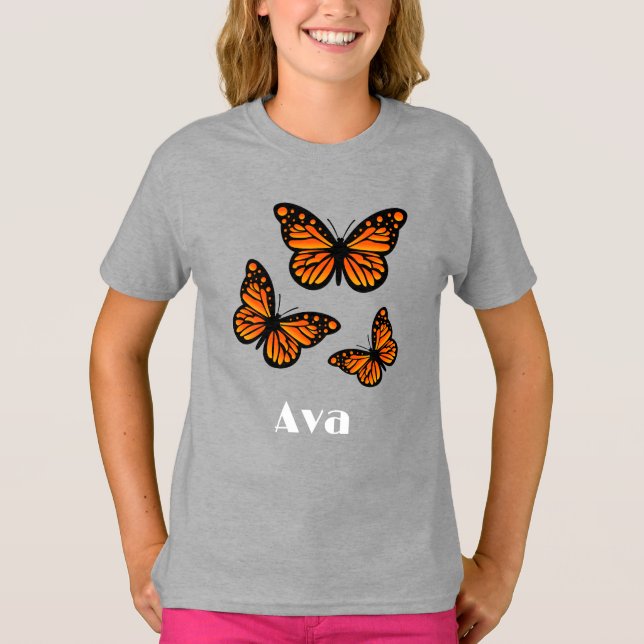 Monarch Butterfly Design - Camiseta Básica Para Me (Frente)