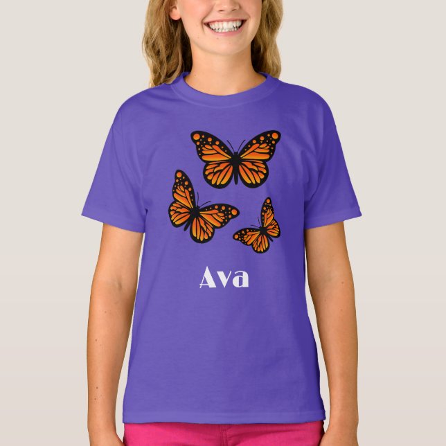 Monarch Butterfly Design - Camiseta Básica Para Me (Frente)