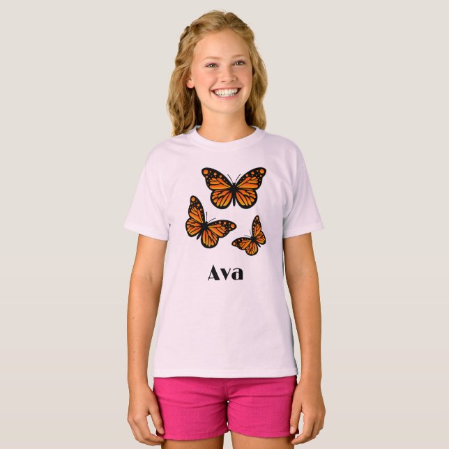Monarch Butterfly Design - Camiseta Básica Para Me (Frente Completa)