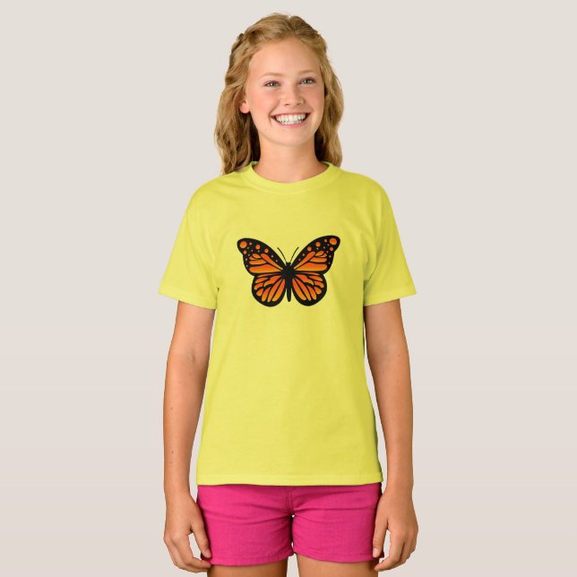 Monarch Butterfly Design - Camiseta Básica Para Me (Frente Completa)