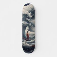 Mönch zwischen tobender Welle Skateboard Deck