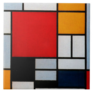 Mondrian - Composição com Plano Vermelho Grande