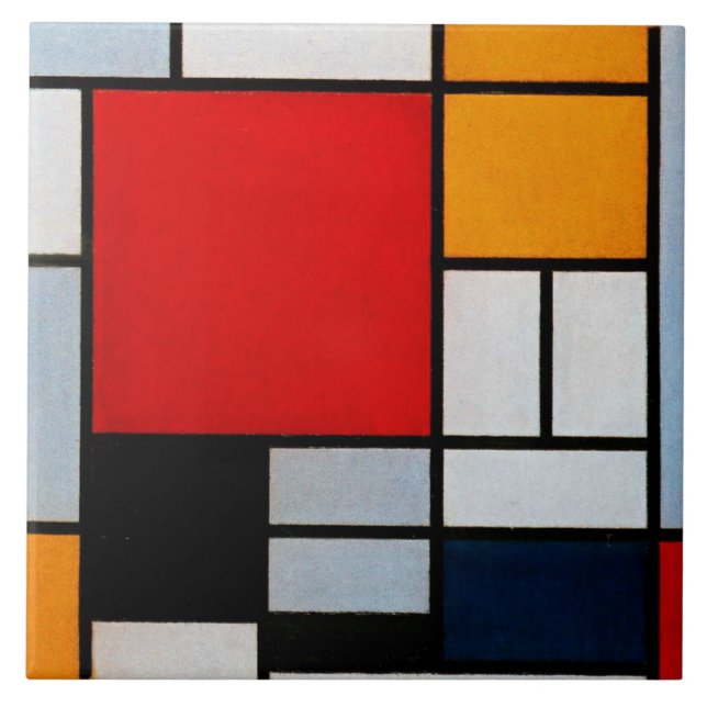 Mondrian - Composição com Plano Vermelho Grande (Frente)